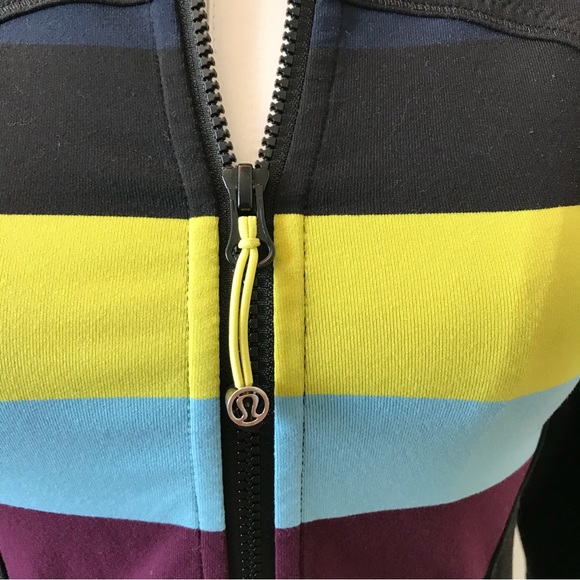 Lululemon forme jacket *cuffins pow stripe split pea /black Size 4 - Picture 2 of 9